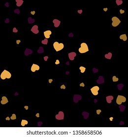 Festive Background with Colorful hearts. Delicate Pattern for Postcard, Print, Banner or Poster. Pretty hearts For Party Decoration, Wedding, Birthday or Anniversary Invitation. Vector
