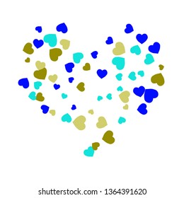 Festive Background with Colorful hearts. Delicate Pattern for Postcard, Print, Banner or Poster. Pretty hearts For Party Decoration, Wedding, Birthday or Anniversary Invitation. Vector
