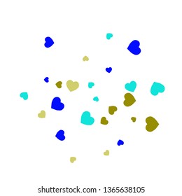 Festive Background with Colorful hearts. Delicate Pattern for Postcard, Print, Banner or Poster. Pretty hearts For Party Decoration, Wedding, Birthday or Anniversary Invitation. Vector
