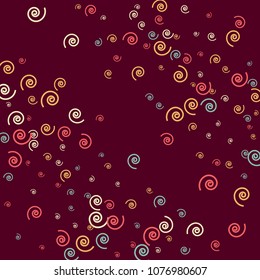 Festive Background with Colorful spirals. Trendy Pattern for Postcard, Print, Banner or Poster. Pretty spirals For Party Decoration, Wedding, Birthday or Anniversary Invitation. Vector
