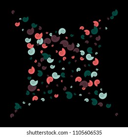 Festive Background with Colorful spirals. Trendy Pattern for Postcard, Print, Banner or Poster. Pretty spirals For Party Decoration, Wedding, Birthday or Anniversary Invitation. Vector
