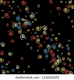 Festive Background with Colorful spirals. Trendy Pattern for Postcard, Print, Banner or Poster. Pretty spirals For Party Decoration, Wedding, Birthday or Anniversary Invitation. Vector
