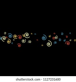 Festive Background with Colorful spirals. Trendy Pattern for Postcard, Print, Banner or Poster. Pretty spirals For Party Decoration, Wedding, Birthday or Anniversary Invitation. Vector

