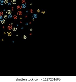 Festive Background with Colorful spirals. Trendy Pattern for Postcard, Print, Banner or Poster. Pretty spirals For Party Decoration, Wedding, Birthday or Anniversary Invitation. Vector
