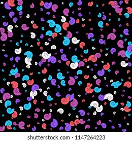 Festive Background with Colorful spirals. Trendy Pattern for Postcard, Print, Banner or Poster. Pretty spirals For Party Decoration, Wedding, Birthday or Anniversary Invitation. Vector
