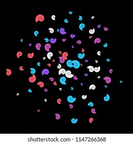 Festive Background with Colorful spirals. Trendy Pattern for Postcard, Print, Banner or Poster. Pretty spirals For Party Decoration, Wedding, Birthday or Anniversary Invitation. Vector
