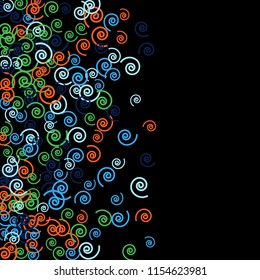 Festive Background with Colorful spirals. Trendy Pattern for Postcard, Print, Banner or Poster. Pretty spirals For Party Decoration, Wedding, Birthday or Anniversary Invitation. Vector
