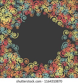 Festive Background with Colorful spirals. Trendy Pattern for Postcard, Print, Banner or Poster. Pretty spirals For Party Decoration, Wedding, Birthday or Anniversary Invitation. Vector
