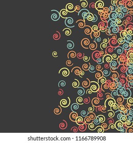 Festive Background with Colorful spirals. Trendy Pattern for Postcard, Print, Banner or Poster. Pretty spirals For Party Decoration, Wedding, Birthday or Anniversary Invitation. Vector
