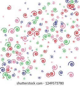 Festive Background with Colorful spirals. Trendy Pattern for Postcard, Print, Banner or Poster. Pretty spirals For Party Decoration, Wedding, Birthday or Anniversary Invitation. Vector
