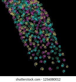 Festive Background with Colorful spirals. Trendy Pattern for Postcard, Print, Banner or Poster. Pretty spirals For Party Decoration, Wedding, Birthday or Anniversary Invitation. Vector
