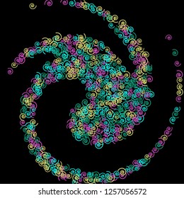 Festive Background with Colorful spirals. Trendy Pattern for Postcard, Print, Banner or Poster. Pretty spirals For Party Decoration, Wedding, Birthday or Anniversary Invitation. Vector
