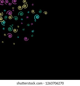 Festive Background with Colorful spirals. Trendy Pattern for Postcard, Print, Banner or Poster. Pretty spirals For Party Decoration, Wedding, Birthday or Anniversary Invitation. Vector

