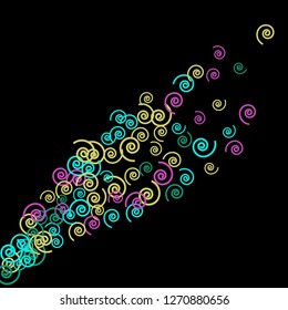 Festive Background with Colorful spirals. Trendy Pattern for Postcard, Print, Banner or Poster. Pretty spirals For Party Decoration, Wedding, Birthday or Anniversary Invitation. Vector
