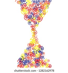 Festive Background with Colorful spirals. Trendy Pattern for Postcard, Print, Banner or Poster. Pretty spirals For Party Decoration, Wedding, Birthday or Anniversary Invitation. Vector
