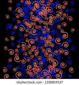 Festive Background with Colorful spirals. Trendy Pattern for Postcard, Print, Banner or Poster. Pretty spirals For Party Decoration, Wedding, Birthday or Anniversary Invitation. Vector
