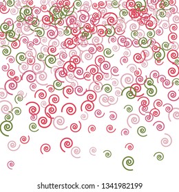 Festive Background with Colorful spirals. Trendy Pattern for Postcard, Print, Banner or Poster. Pretty spirals For Party Decoration, Wedding, Birthday or Anniversary Invitation. Vector
