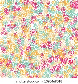Festive Background with Colorful spirals. Trendy Pattern for Postcard, Print, Banner or Poster. Pretty spirals For Party Decoration, Wedding, Birthday or Anniversary Invitation. Vector
