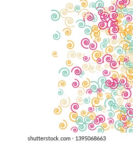 Festive Background with Colorful spirals. Trendy Pattern for Postcard, Print, Banner or Poster. Pretty spirals For Party Decoration, Wedding, Birthday or Anniversary Invitation. Vector
