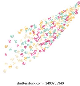 Festive Background with Colorful spirals. Trendy Pattern for Postcard, Print, Banner or Poster. Pretty spirals For Party Decoration, Wedding, Birthday or Anniversary Invitation. Vector
