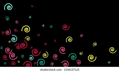 Festive Background with Colorful spirals. Trendy Pattern for Postcard, Print, Banner or Poster. Pretty spirals For Party Decoration, Wedding, Birthday or Anniversary Invitation. Vector
