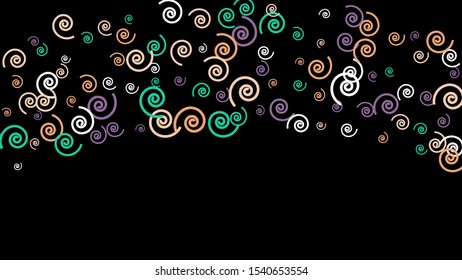 Festive Background with Colorful spirals. Trendy Pattern for Postcard, Print, Banner or Poster. Pretty spirals For Party Decoration, Wedding, Birthday or Anniversary Invitation. Vector
