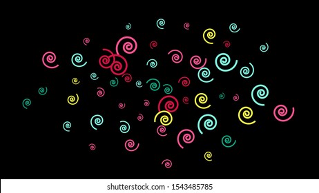 Festive Background with Colorful spirals. Trendy Pattern for Postcard, Print, Banner or Poster. Pretty spirals For Party Decoration, Wedding, Birthday or Anniversary Invitation. Vector
