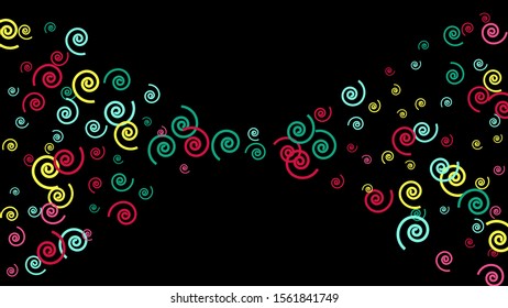Festive Background with Colorful spirals. Trendy Pattern for Postcard, Print, Banner or Poster. Pretty spirals For Party Decoration, Wedding, Birthday or Anniversary Invitation. Vector
