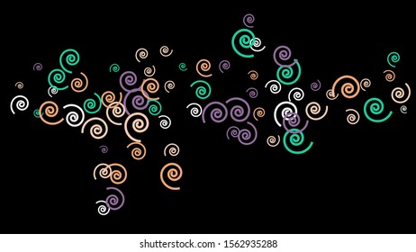 Festive Background with Colorful spirals. Trendy Pattern for Postcard, Print, Banner or Poster. Pretty spirals For Party Decoration, Wedding, Birthday or Anniversary Invitation. Vector
