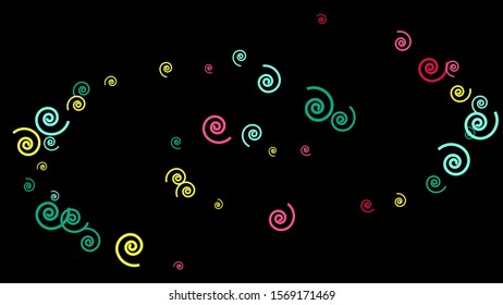 Festive Background with Colorful spirals. Trendy Pattern for Postcard, Print, Banner or Poster. Pretty spirals For Party Decoration, Wedding, Birthday or Anniversary Invitation. Vector
