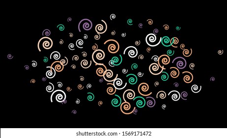 Festive Background with Colorful spirals. Trendy Pattern for Postcard, Print, Banner or Poster. Pretty spirals For Party Decoration, Wedding, Birthday or Anniversary Invitation. Vector
