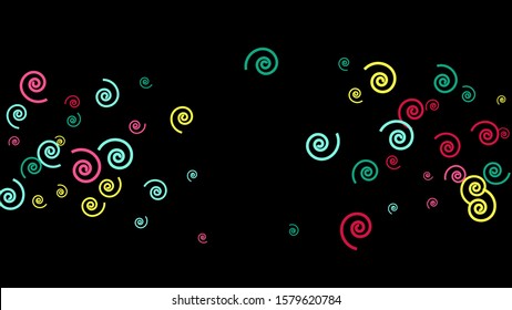 Festive Background with Colorful spirals. Trendy Pattern for Postcard, Print, Banner or Poster. Pretty spirals For Party Decoration, Wedding, Birthday or Anniversary Invitation. Vector
