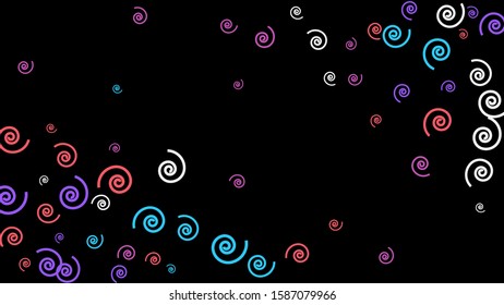 Festive Background with Colorful spirals. Trendy Pattern for Postcard, Print, Banner or Poster. Pretty spirals For Party Decoration, Wedding, Birthday or Anniversary Invitation. Vector
