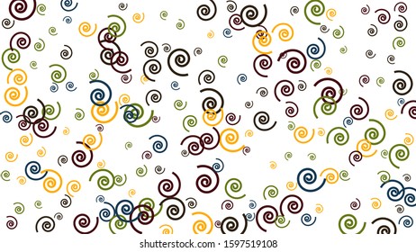 Festive Background with Colorful spirals. Trendy Pattern for Postcard, Print, Banner or Poster. Pretty spirals For Party Decoration, Wedding, Birthday or Anniversary Invitation. Vector
