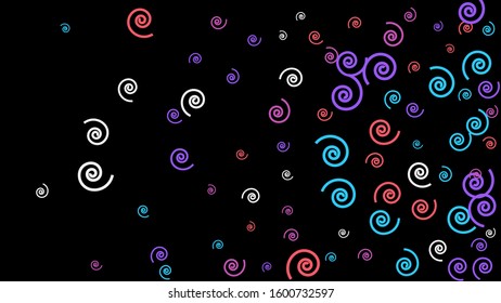 Festive Background with Colorful spirals. Trendy Pattern for Postcard, Print, Banner or Poster. Pretty spirals For Party Decoration, Wedding, Birthday or Anniversary Invitation. Vector
