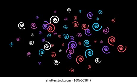 Festive Background with Colorful spirals. Trendy Pattern for Postcard, Print, Banner or Poster. Pretty spirals For Party Decoration, Wedding, Birthday or Anniversary Invitation. Vector
