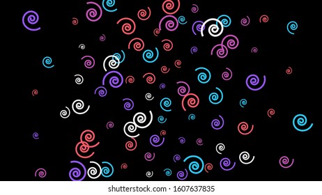 Festive Background with Colorful spirals. Trendy Pattern for Postcard, Print, Banner or Poster. Pretty spirals For Party Decoration, Wedding, Birthday or Anniversary Invitation. Vector
