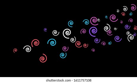 Festive Background with Colorful spirals. Trendy Pattern for Postcard, Print, Banner or Poster. Pretty spirals For Party Decoration, Wedding, Birthday or Anniversary Invitation. Vector

