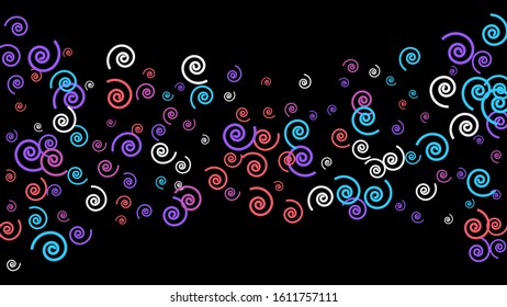 Festive Background with Colorful spirals. Trendy Pattern for Postcard, Print, Banner or Poster. Pretty spirals For Party Decoration, Wedding, Birthday or Anniversary Invitation. Vector
