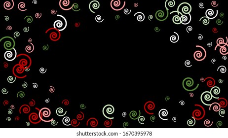 Festive Background with Colorful spirals. Trendy Pattern for Postcard, Print, Banner or Poster. Pretty spirals For Party Decoration, Wedding, Birthday or Anniversary Invitation. Vector
