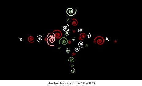 Festive Background with Colorful spirals. Trendy Pattern for Postcard, Print, Banner or Poster. Pretty spirals For Party Decoration, Wedding, Birthday or Anniversary Invitation. Vector
