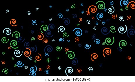 Festive Background with Colorful spirals. Trendy Pattern for Postcard, Print, Banner or Poster. Pretty spirals For Party Decoration, Wedding, Birthday or Anniversary Invitation. Vector
