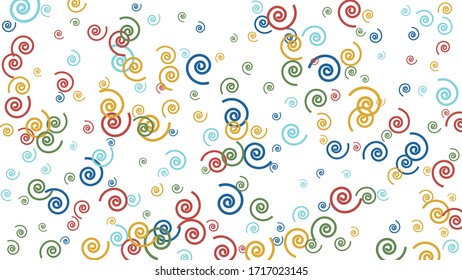 Festive Background with Colorful spirals. Trendy Pattern for Postcard, Print, Banner or Poster. Pretty spirals For Party Decoration, Wedding, Birthday or Anniversary Invitation. Vector
