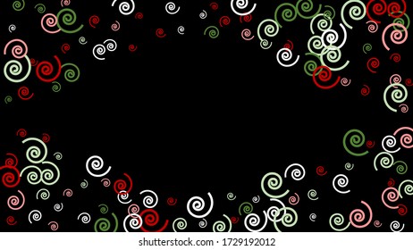 Festive Background with Colorful spirals. Trendy Pattern for Postcard, Print, Banner or Poster. Pretty spirals For Party Decoration, Wedding, Birthday or Anniversary Invitation. Vector
