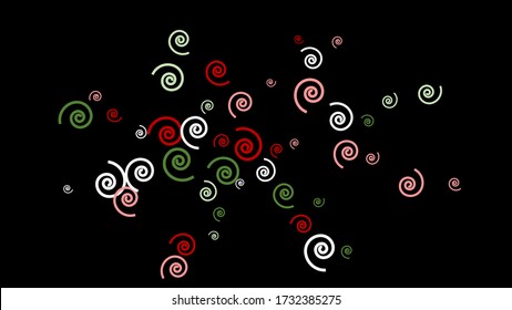 Festive Background with Colorful spirals. Trendy Pattern for Postcard, Print, Banner or Poster. Pretty spirals For Party Decoration, Wedding, Birthday or Anniversary Invitation. Vector
