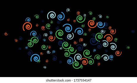 Festive Background with Colorful spirals. Trendy Pattern for Postcard, Print, Banner or Poster. Pretty spirals For Party Decoration, Wedding, Birthday or Anniversary Invitation. Vector
