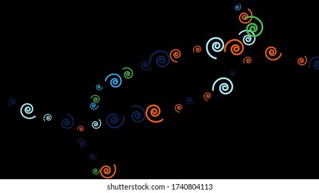 Festive Background with Colorful spirals. Trendy Pattern for Postcard, Print, Banner or Poster. Pretty spirals For Party Decoration, Wedding, Birthday or Anniversary Invitation. Vector

