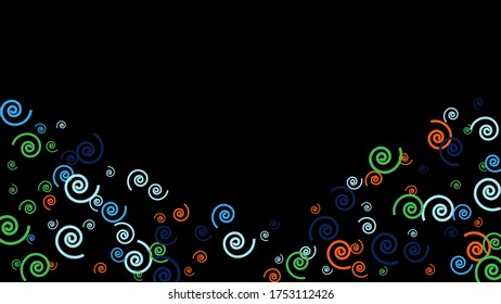 Festive Background with Colorful spirals. Trendy Pattern for Postcard, Print, Banner or Poster. Pretty spirals For Party Decoration, Wedding, Birthday or Anniversary Invitation. Vector
