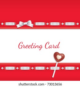 Festive background decorated with ribbon and chocolate candy