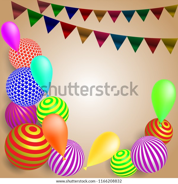 Festive Background Decorative Balls Flags Light Stock Vector